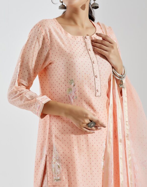 Noor Light Peach Straight Kurta 3Pc Set