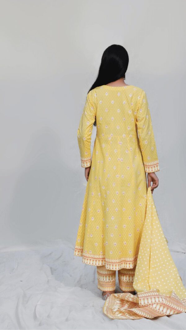 MAKHMAL YELLOW ANARKALI SET