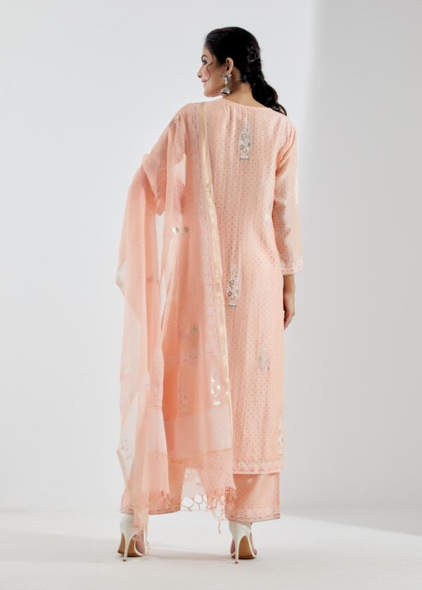 Noor Light Peach Straight Kurta 3Pc Set