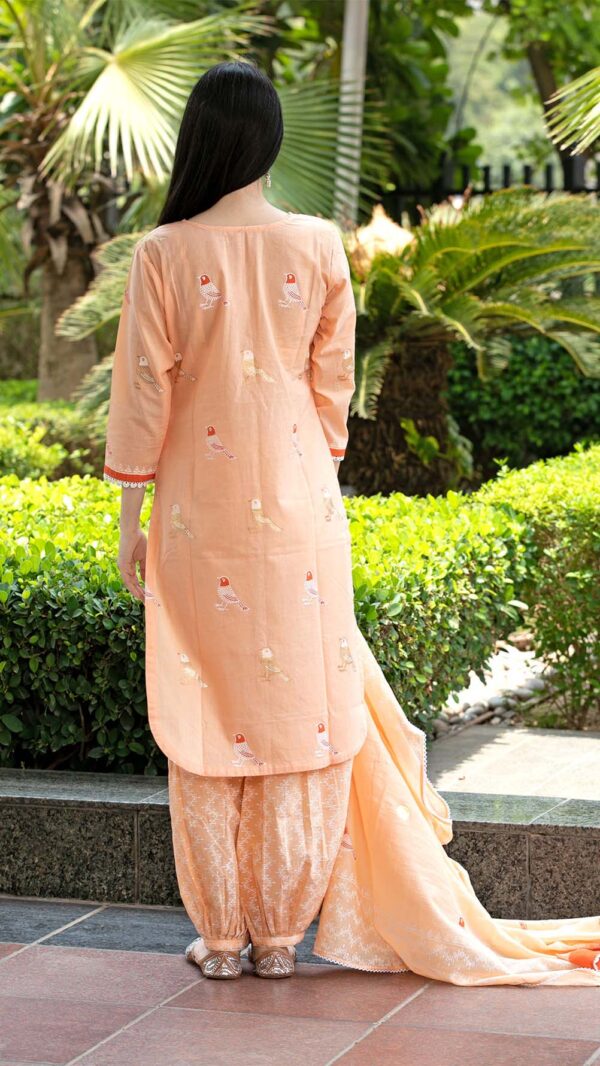 Bahar Orange Hand Block Printed Kurta with Gotta Lace Work and Harem Pant