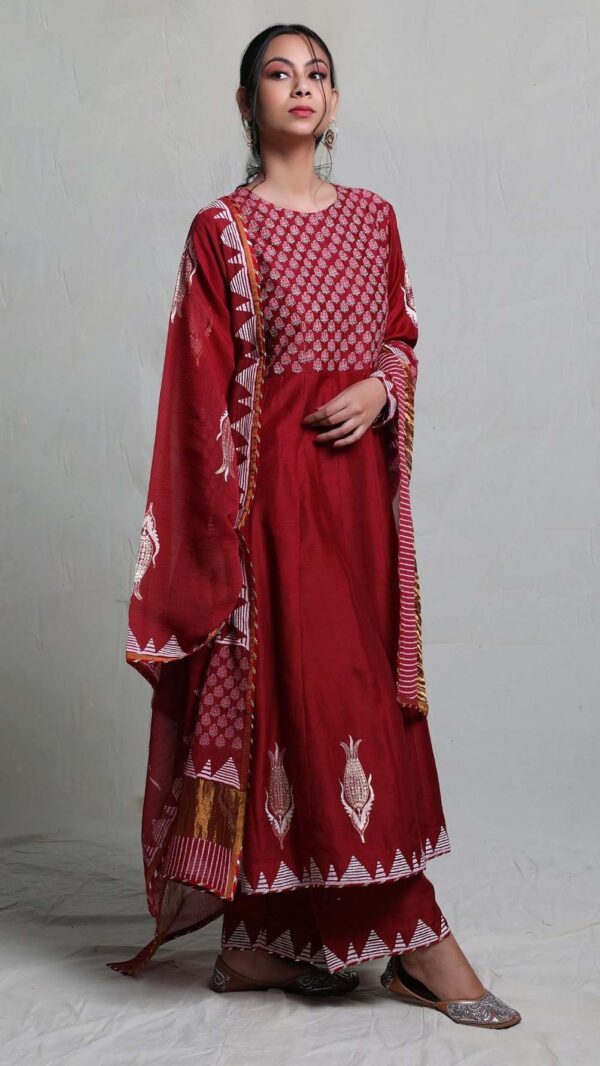 SILK AFFAIR RED ANARKALI SUIT