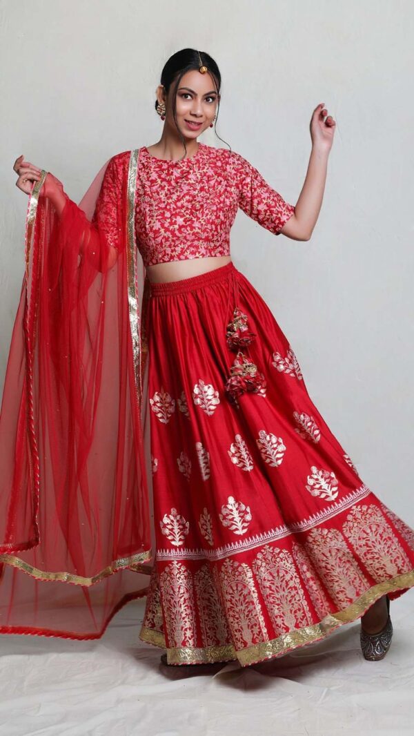 SILK AFFAIR RED LEHNGA SET