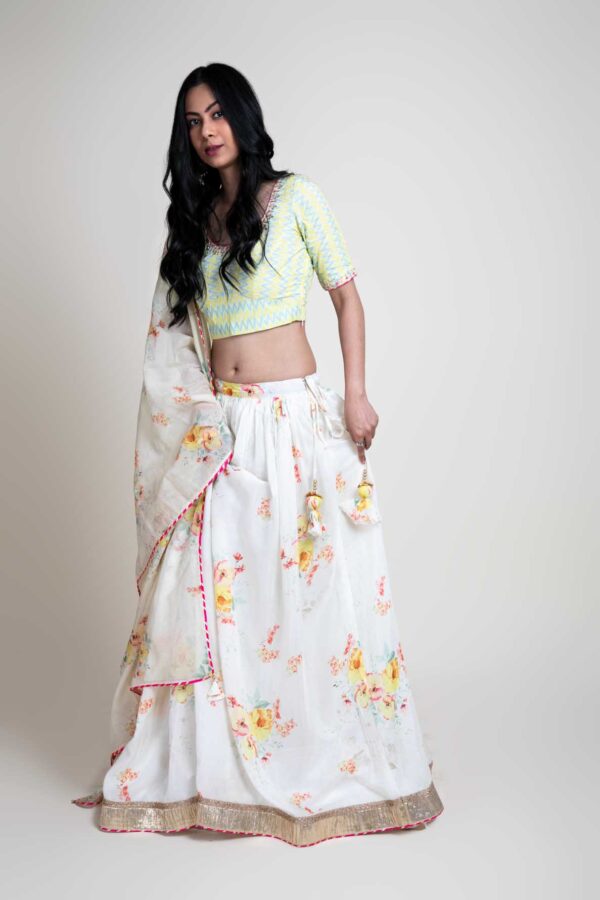 Digital Printed Lehenga and Blouse With Chandary Digital Printed Gotta Finish Dupatta