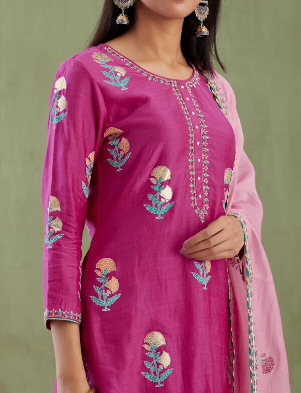 Umang Magenta Foil Printed Garara 3 Pcs Set