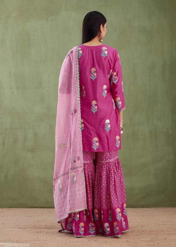 Umang Magenta Foil Printed Garara 3 Pcs Set