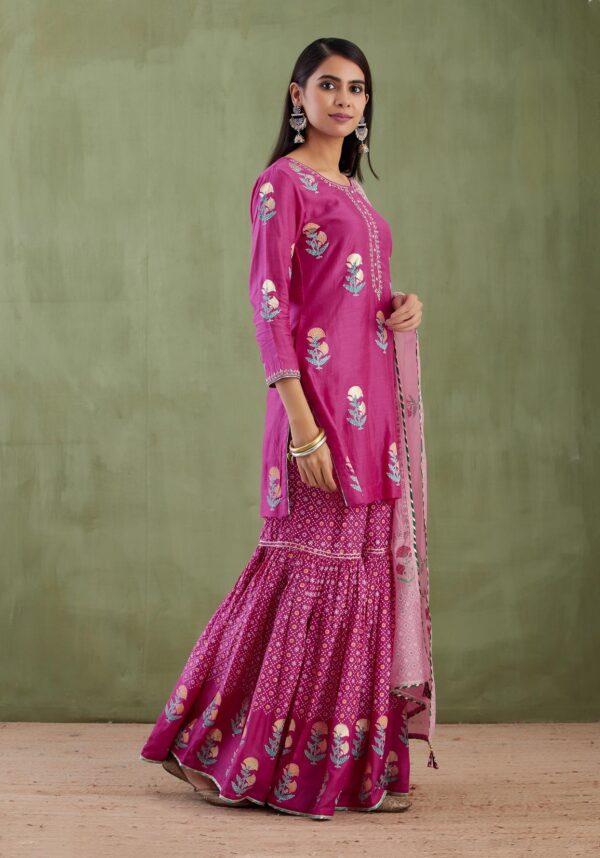 Umang Magenta Foil Printed Garara 3 Pcs Set