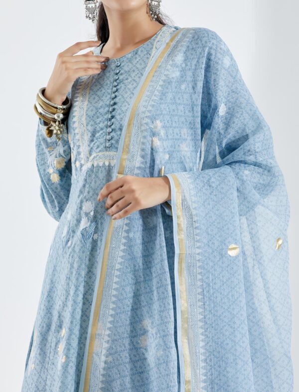 Noor Powder Blue 3Pcs Anarkali Set