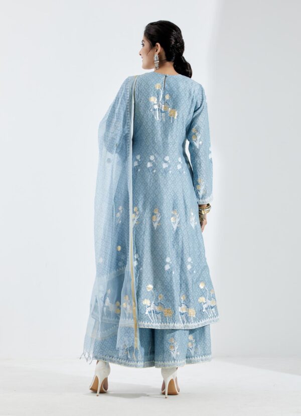 Noor Powder Blue 3Pcs Anarkali Set