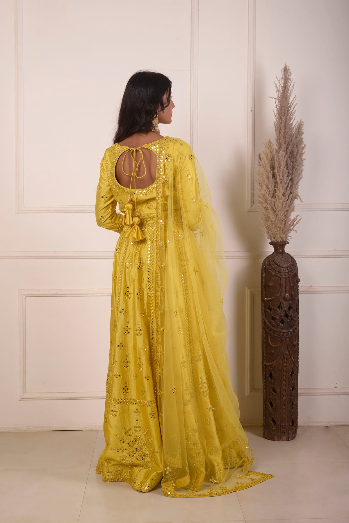 Rimjhim Yellow Mirror Embroidery Choli And Lehenga With Dupatta